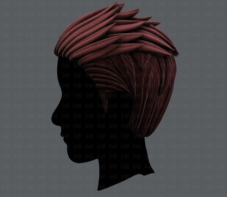 3D Hair style for Man V05 Low-poly 3D model_7