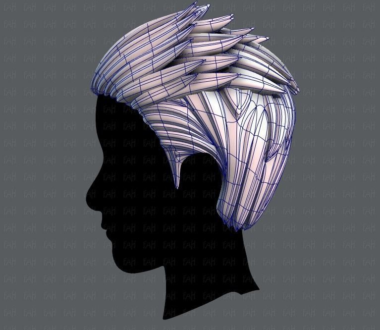 3D Hair style for Man V05 Low-poly 3D model_15