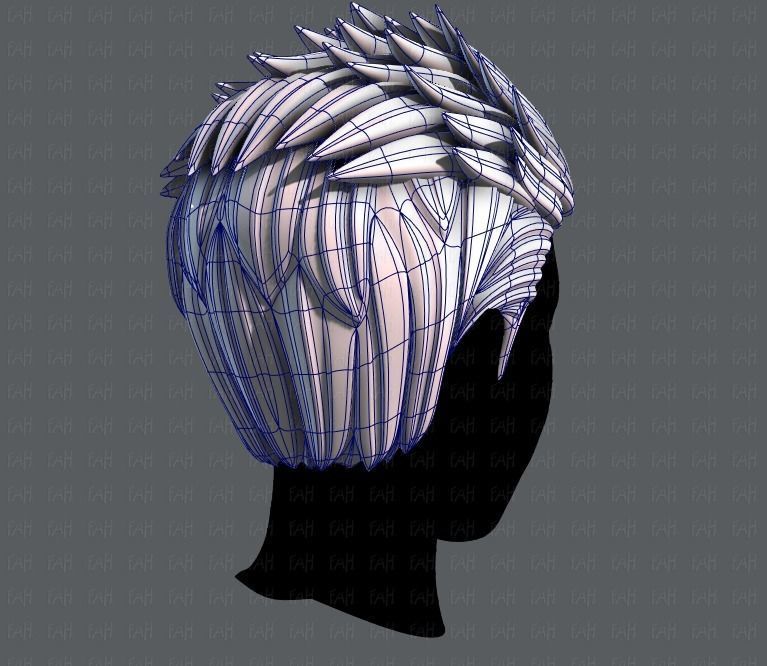 3D Hair style for Man V05 Low-poly 3D model_12