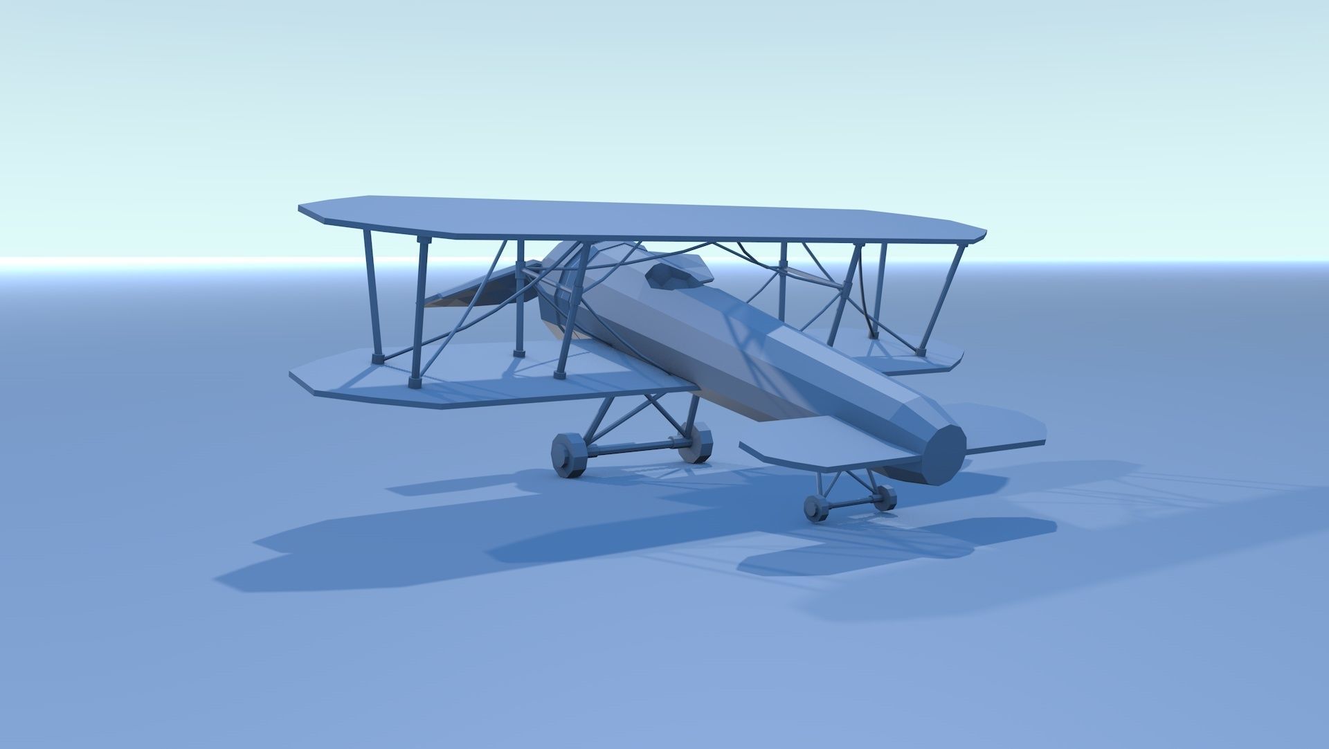 Lowpoly biplane 3D model Low-poly 3D model_4