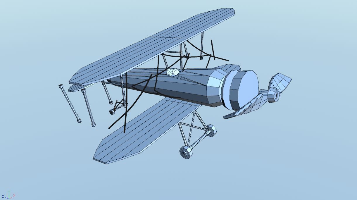 Lowpoly biplane 3D model Low-poly 3D model_8