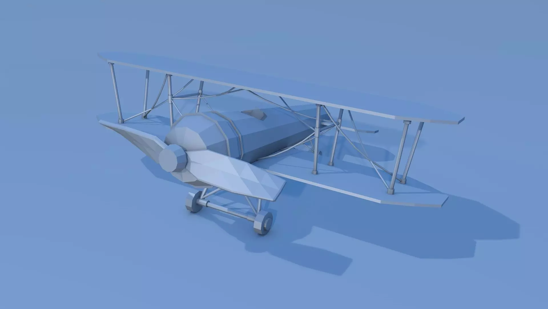 Lowpoly biplane 3D model Low-poly 3D model_0