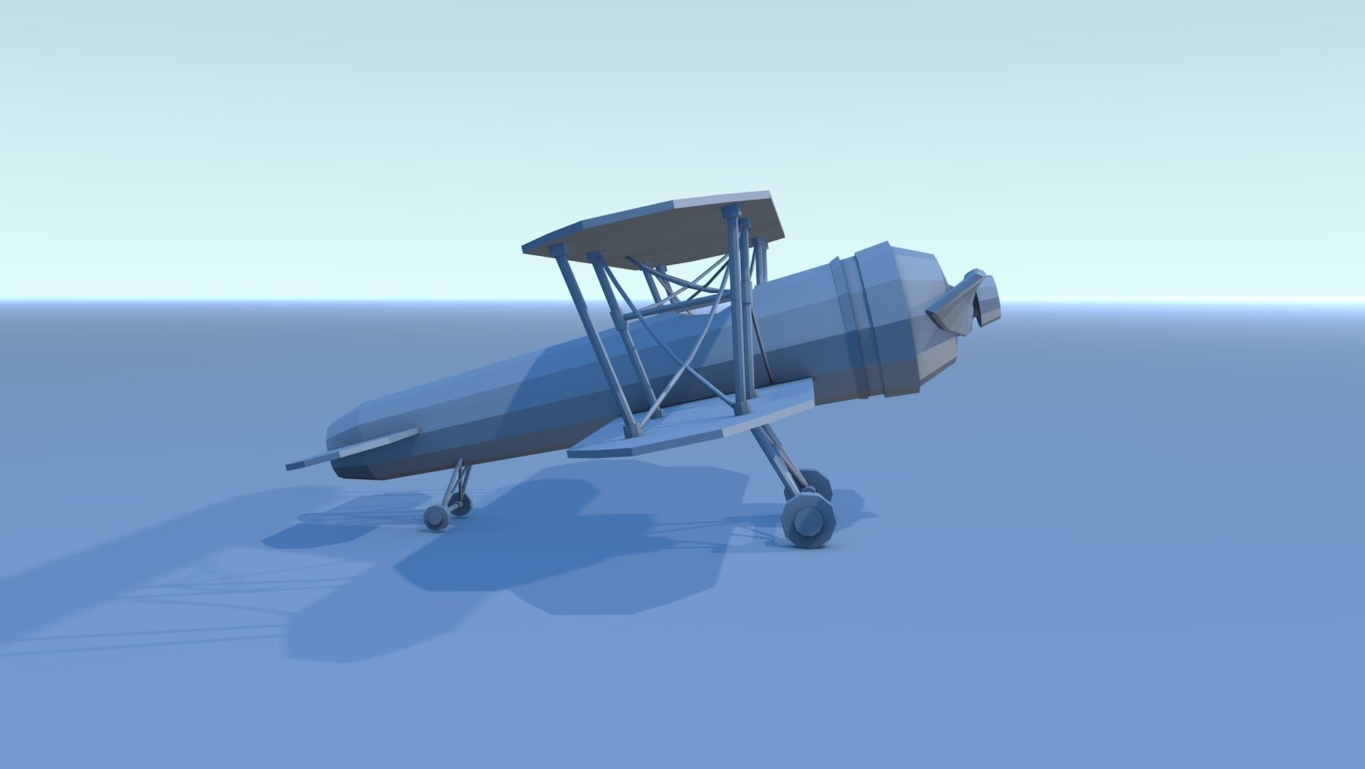 Lowpoly biplane 3D model Low-poly 3D model_3