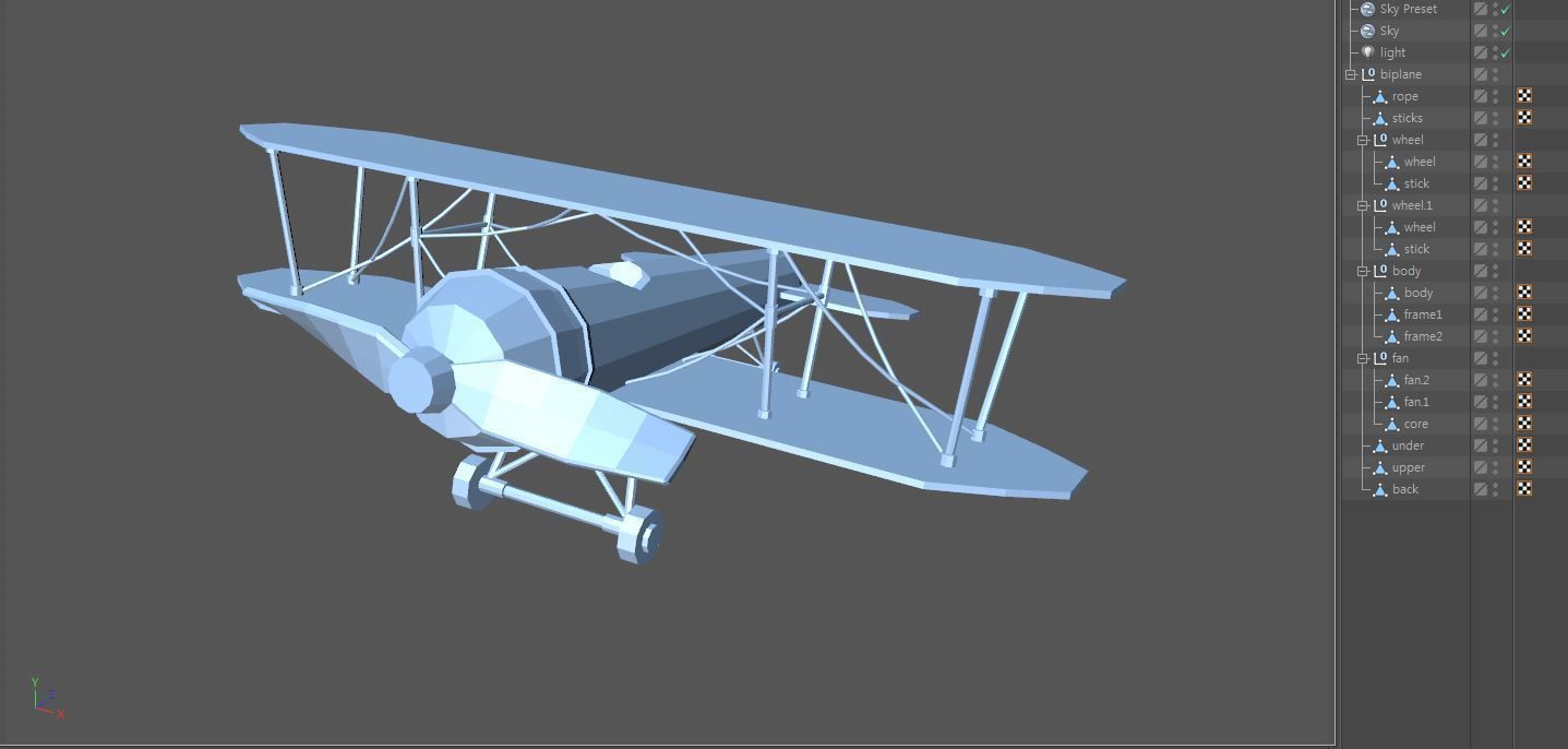Lowpoly biplane 3D model Low-poly 3D model_10