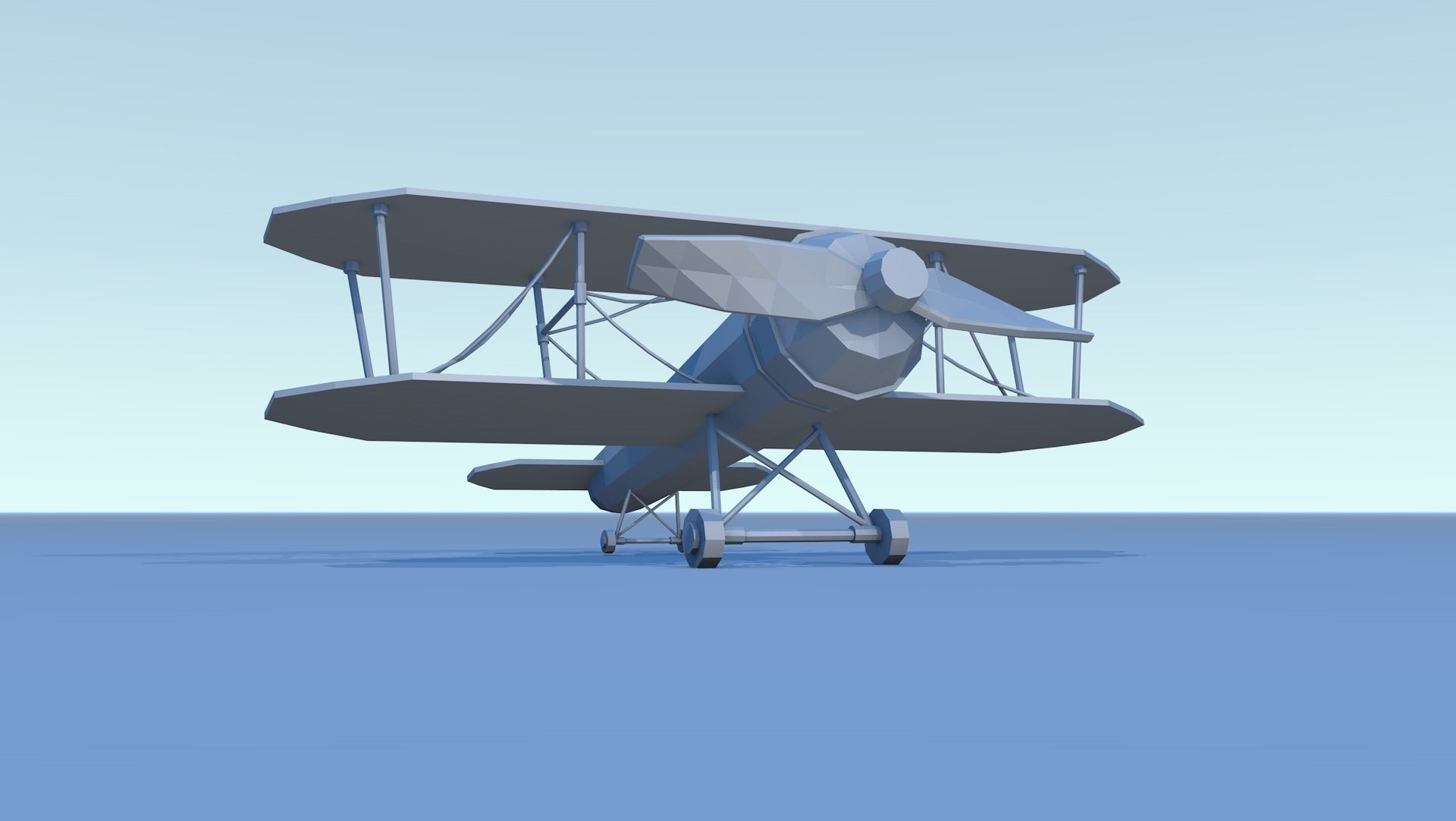 Lowpoly biplane 3D model Low-poly 3D model_2