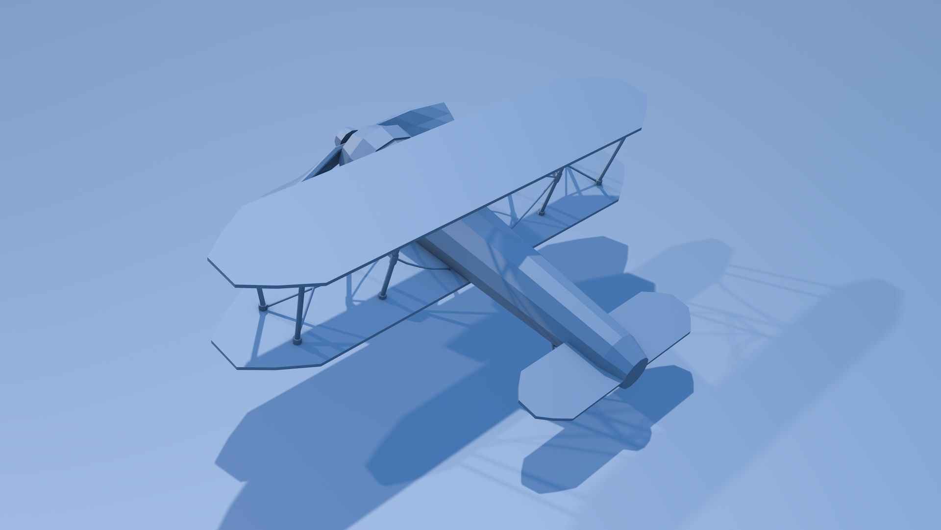 Lowpoly biplane 3D model Low-poly 3D model_6