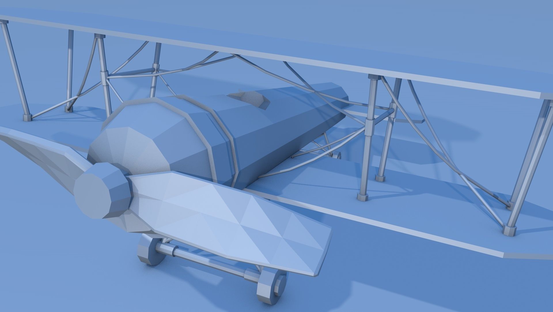 Lowpoly biplane 3D model Low-poly 3D model_7