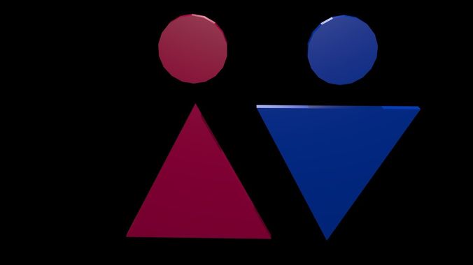 Low poly Symbols of gender 3 Low-poly 3D model