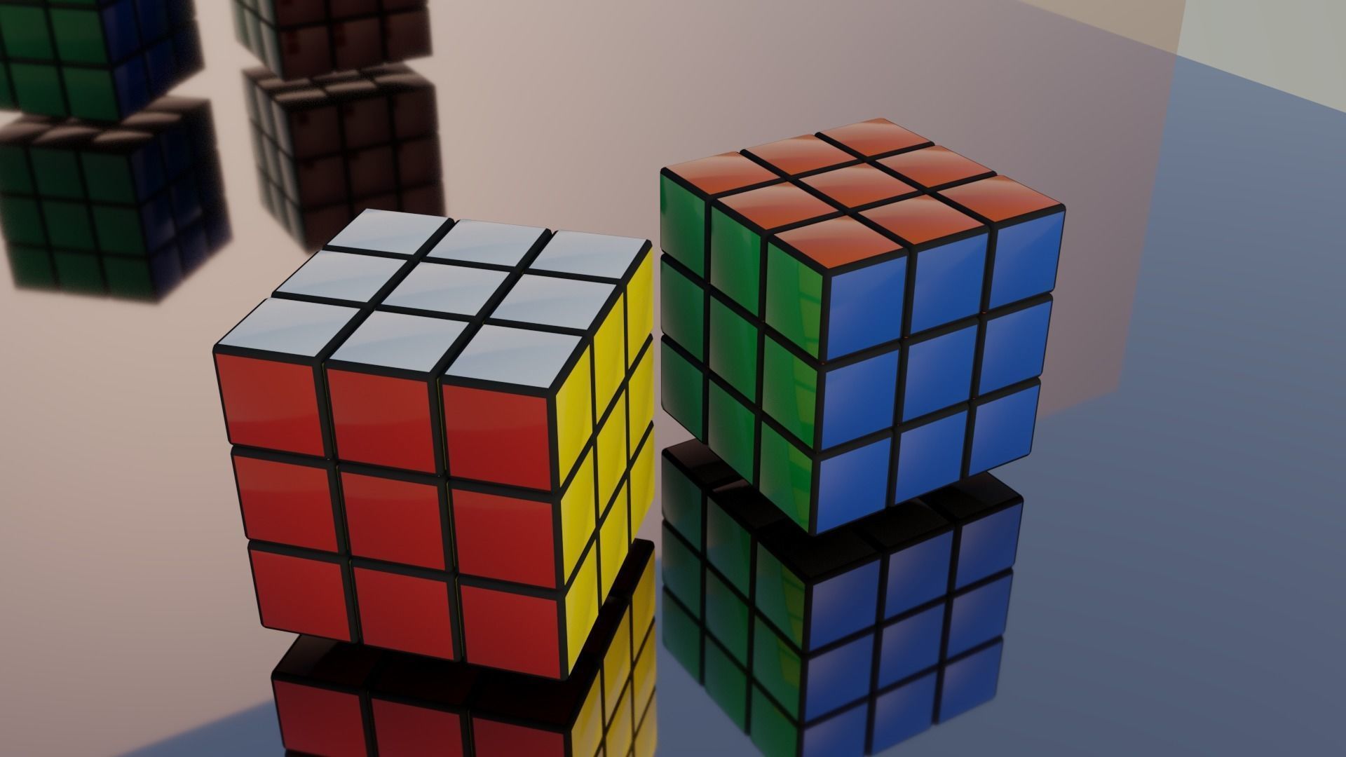 RubikCube squares Low-poly 3D model_1