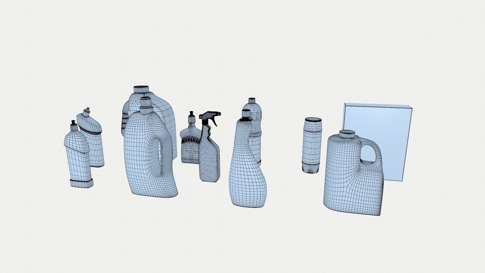 Detergents cleaning products on table 3D model CGTrader