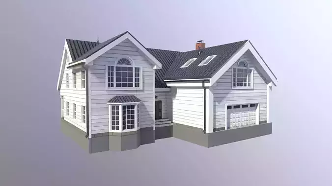 Modern Suburban House 4 Low-poly 3D model