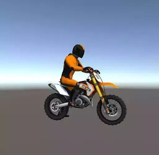 Low Poly Dirt Bike With Rider-1 Low-poly 3D model