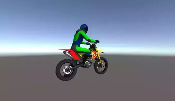 Low Poly Dirt Bike With Rider-3 Low-poly 3D model