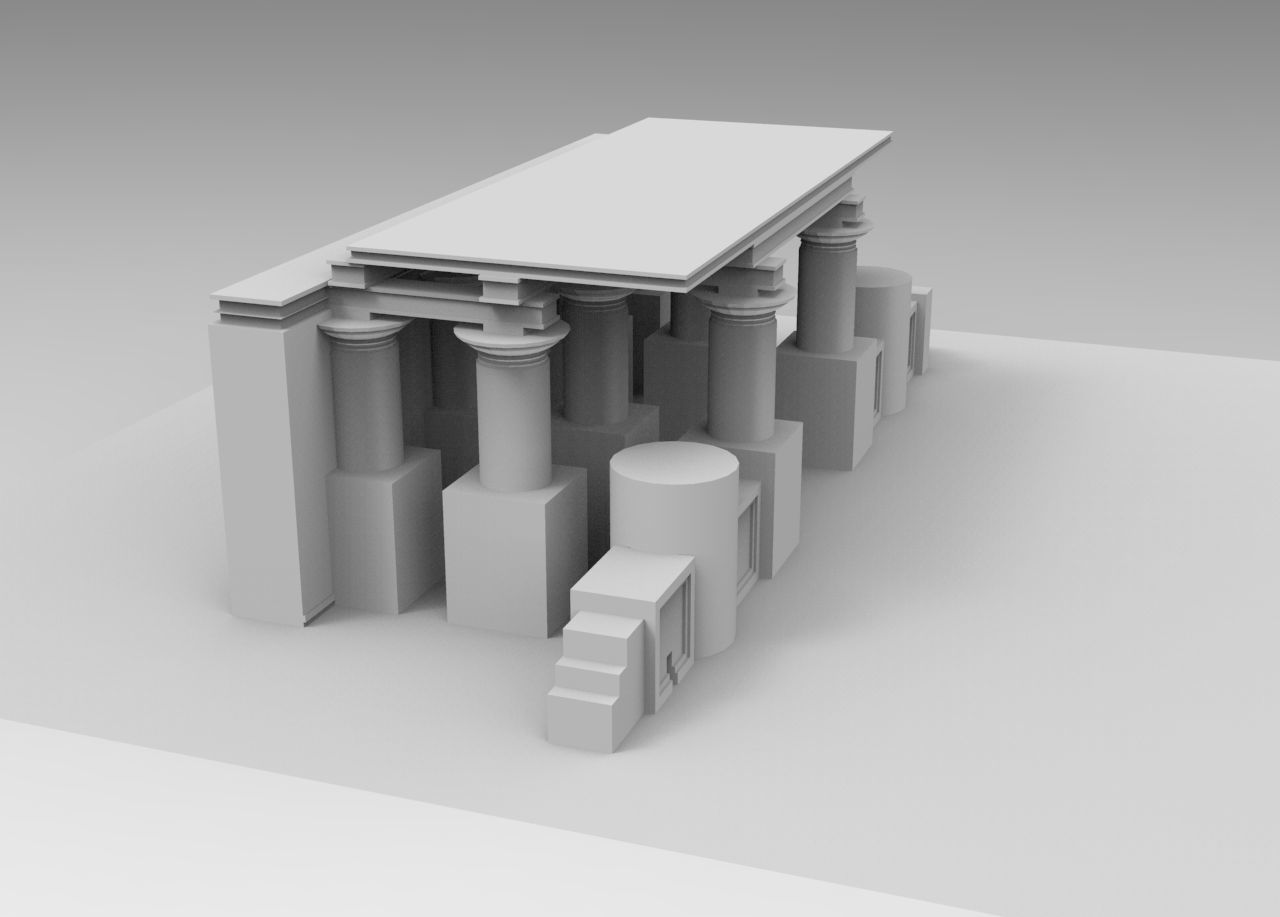 Egyptian Castle Entrence Low-poly 3D model_4