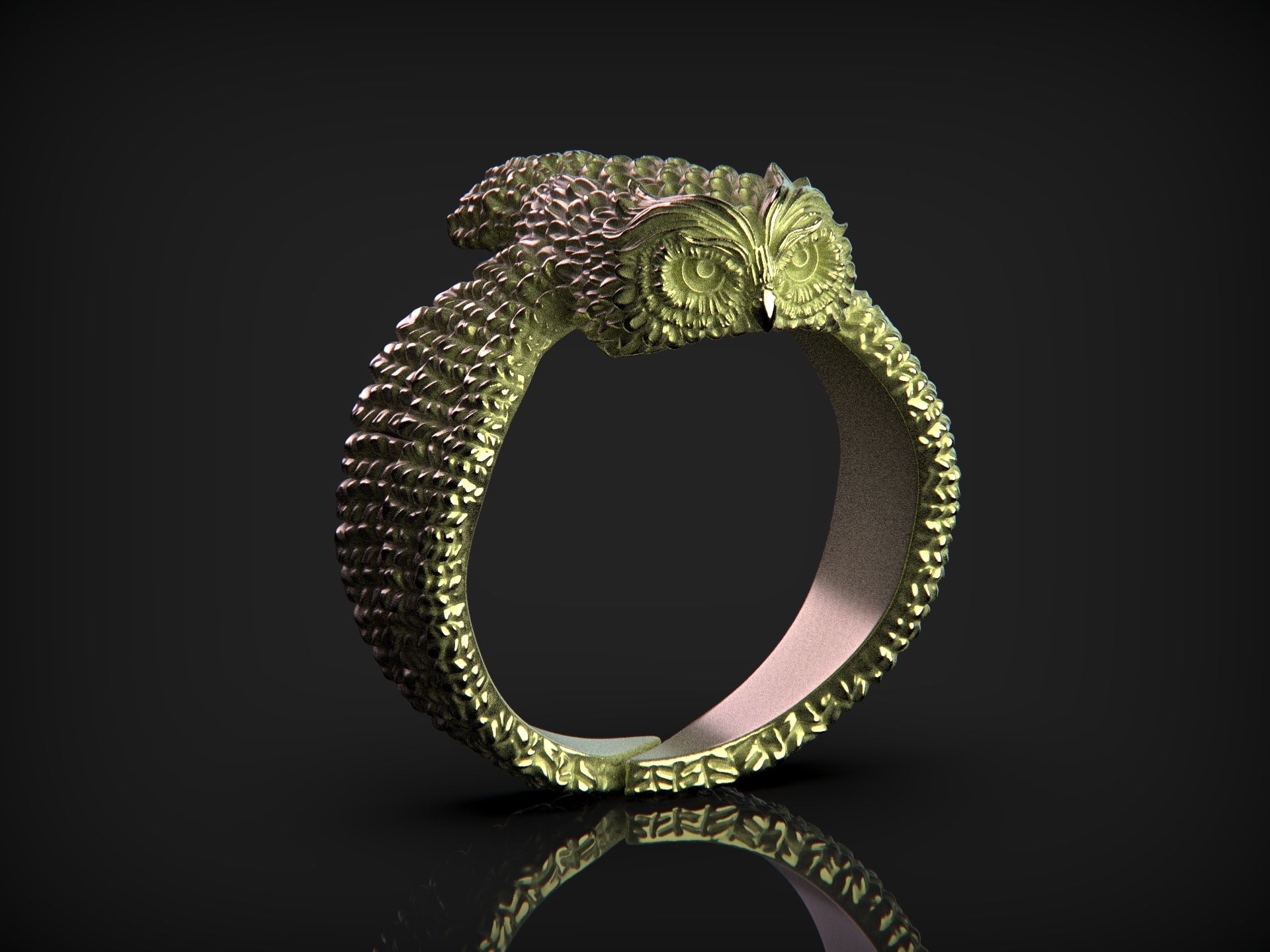 Stylized Bird Owl Ring 3D print model_3