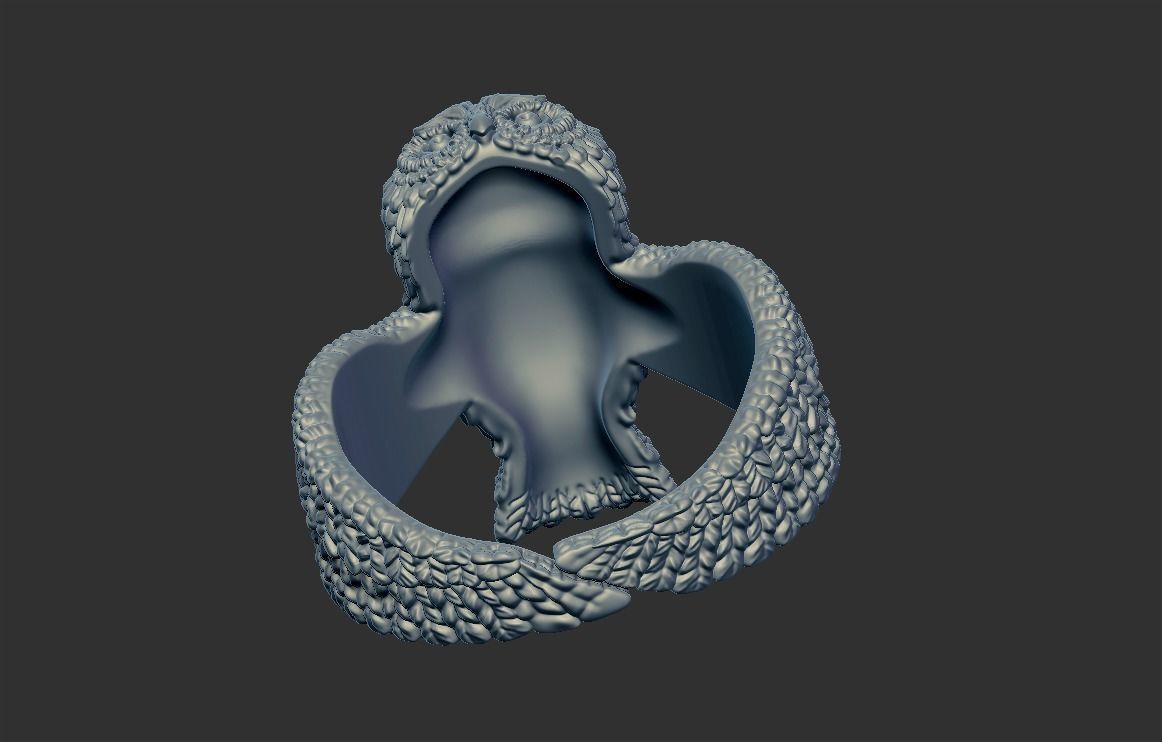 Stylized Bird Owl Ring 3D print model_8
