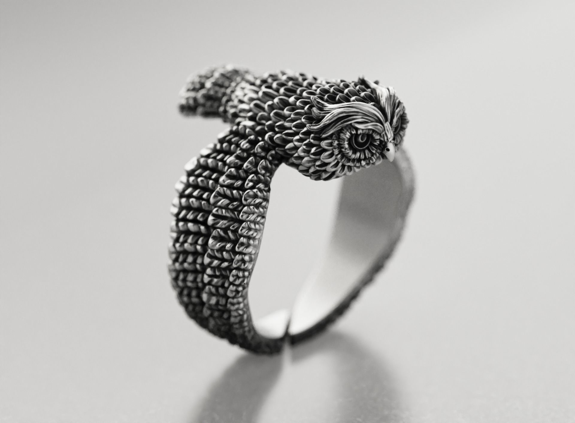 Stylized Bird Owl Ring 3D print model_1