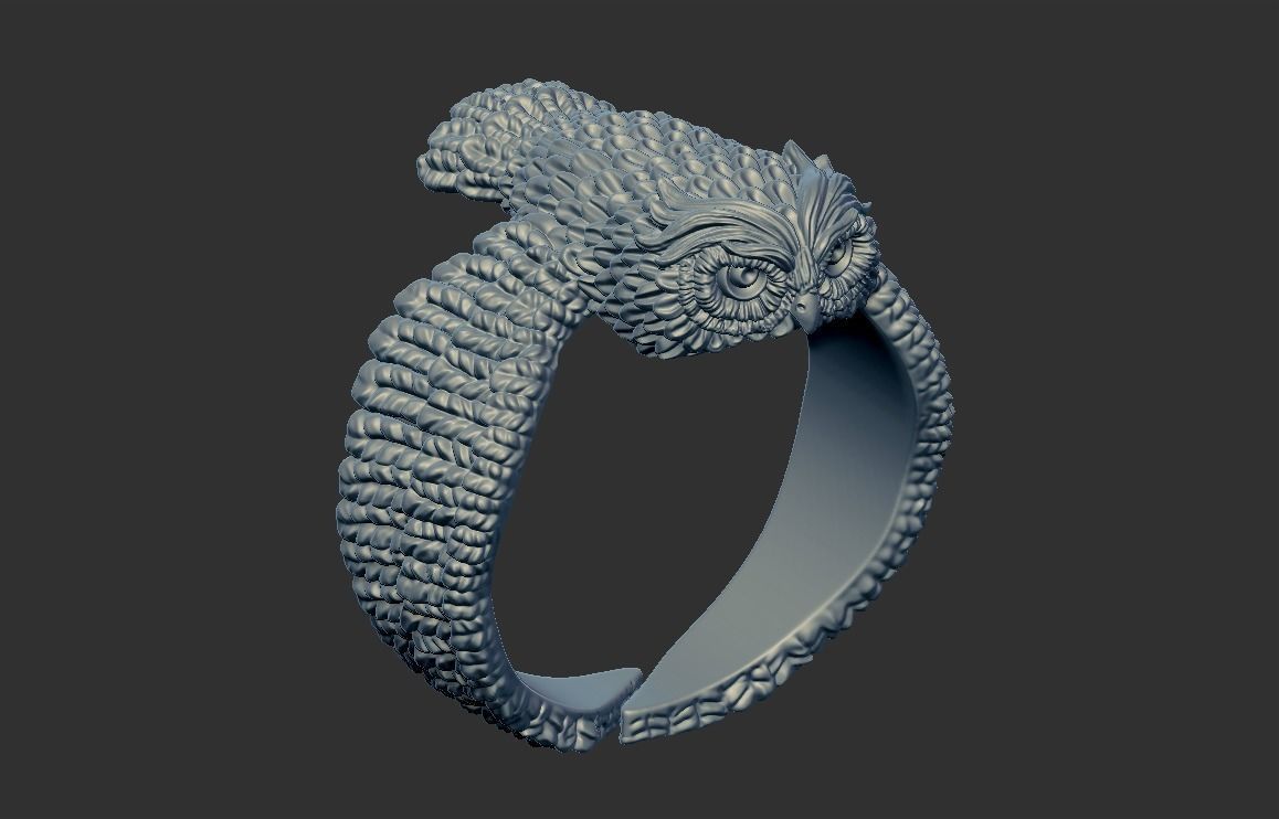 Stylized Bird Owl Ring 3D print model_6