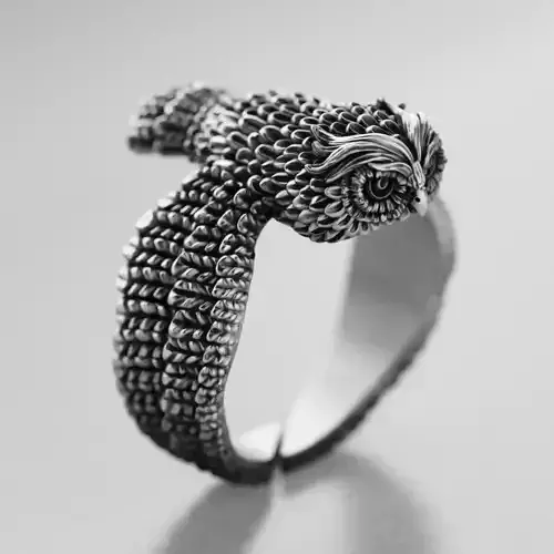 Stylized Bird Owl Ring 3D print model