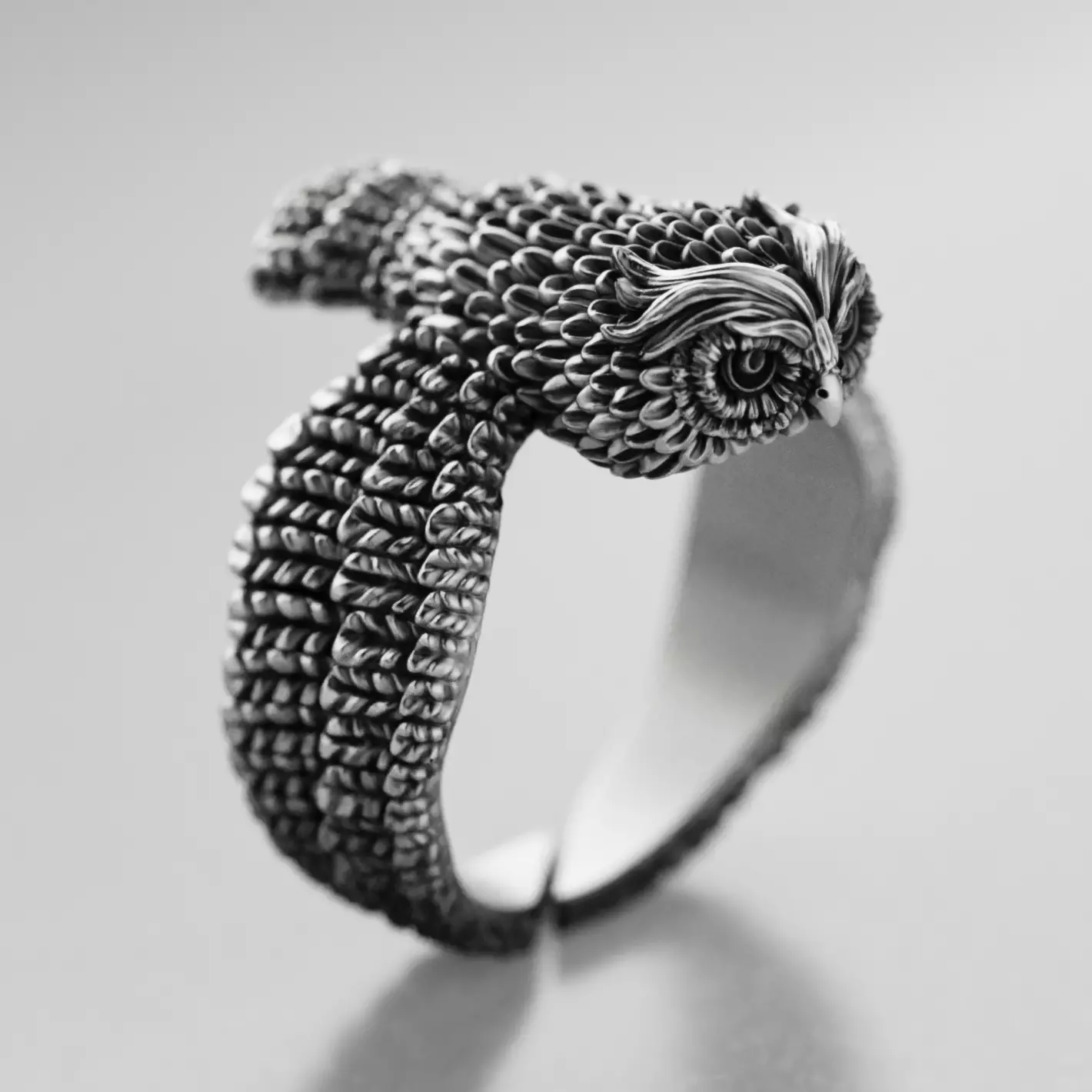 Stylized Bird Owl Ring 3D print model_0
