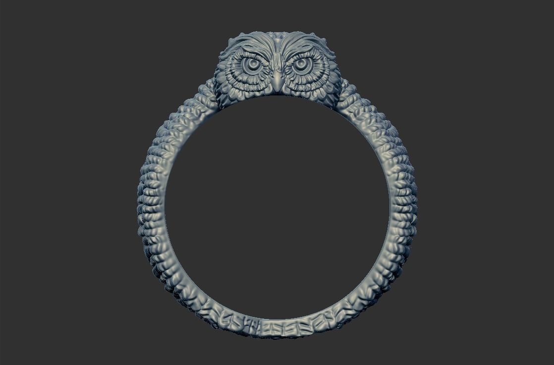 Stylized Bird Owl Ring 3D print model_9