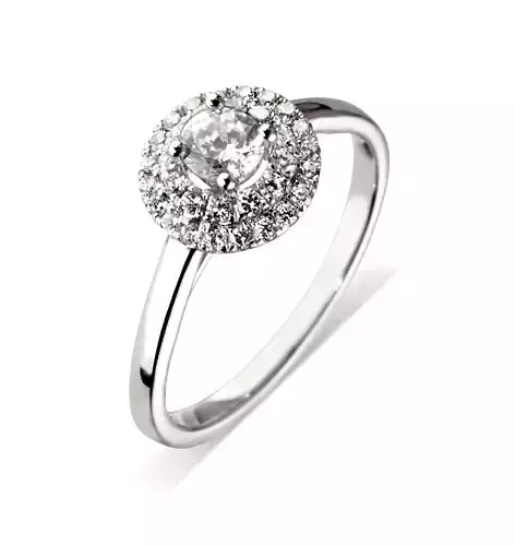 Thin Silver Halo Ring With Diamond 1