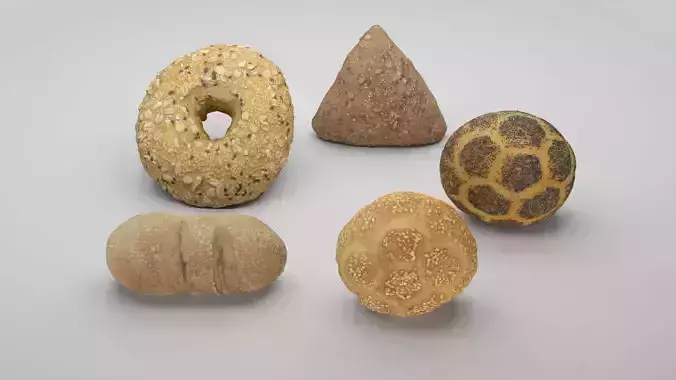 Pack of 3D scanned bakery goods  Low-poly 3D model