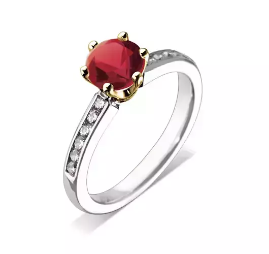 Thin Silver Ring With Ruby