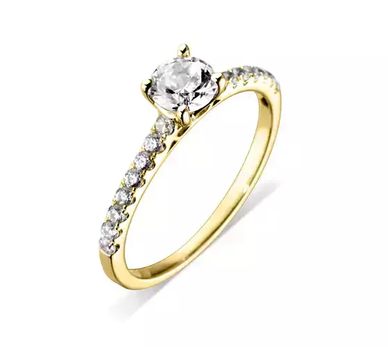 Golden Side Stone Ring With Diamonds 4