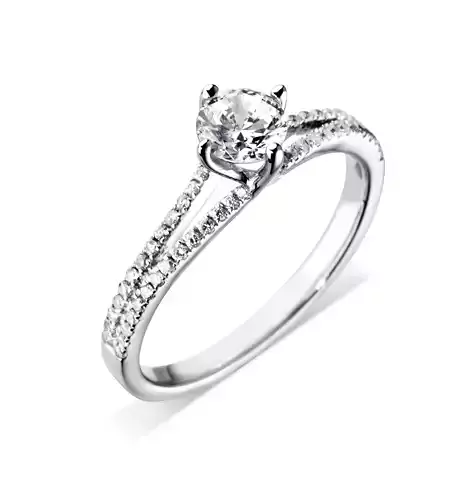 Silver Side Stone Ring With Diamonds 5