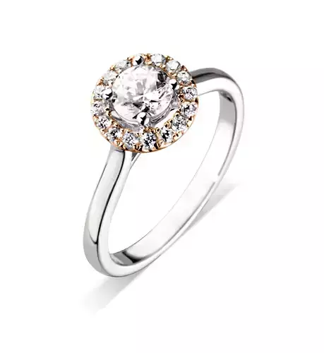 Silver Thin Halo Ring With Diamonds