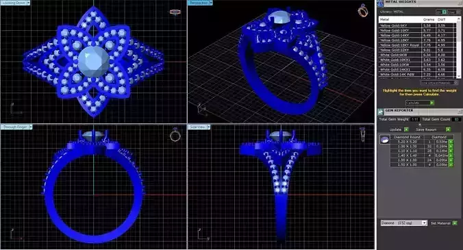 Flower Shaped Ring With Diamonds 15