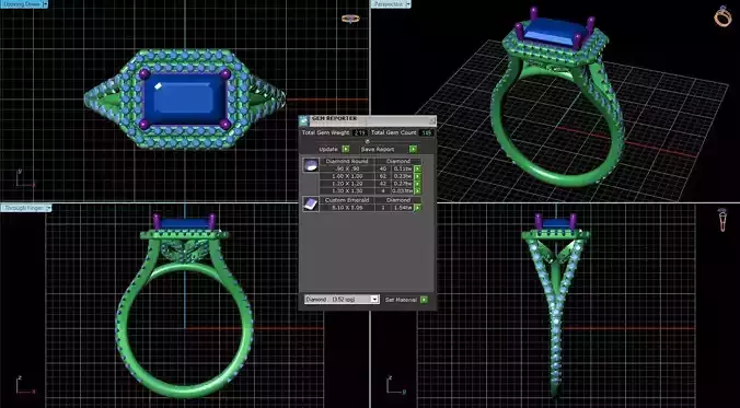 Rectangular Halo Side Stone Ring