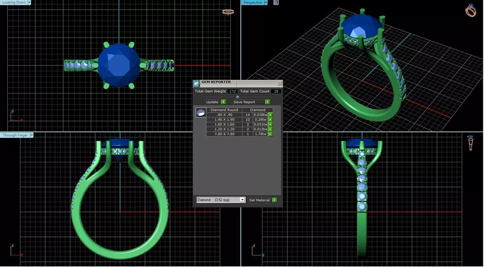 Side Stone Ring With Diamonds 2 3D print model_0
