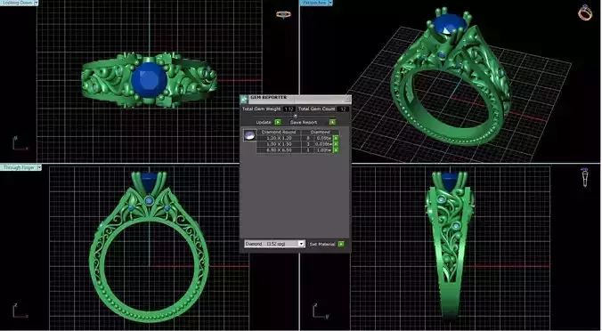Floral Design Ring With Diamond