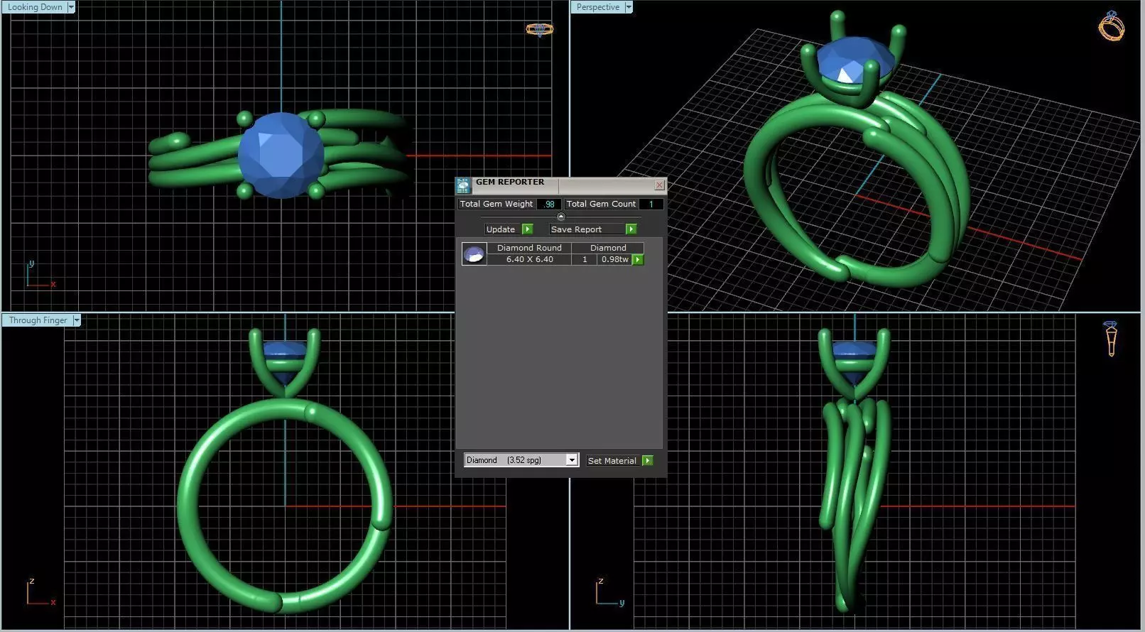 Spiral Ring With Diamond 3D print model_0