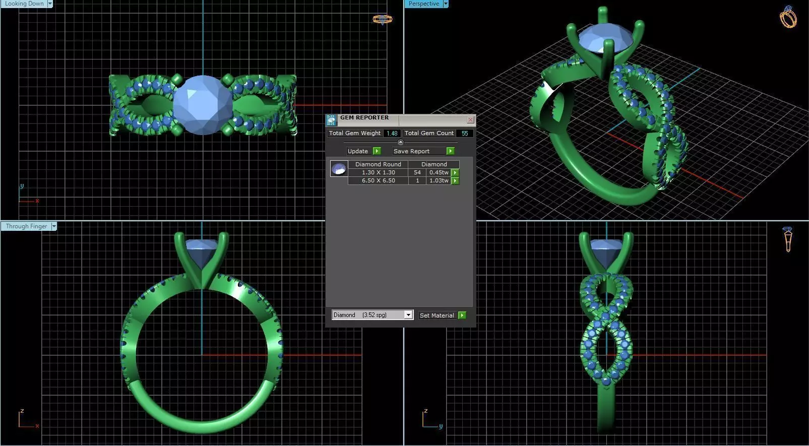 Twisted Ring With Diamond 1 3D print model_0
