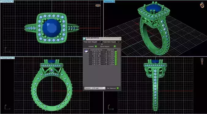 Square Halo Ring With Diamonds 5