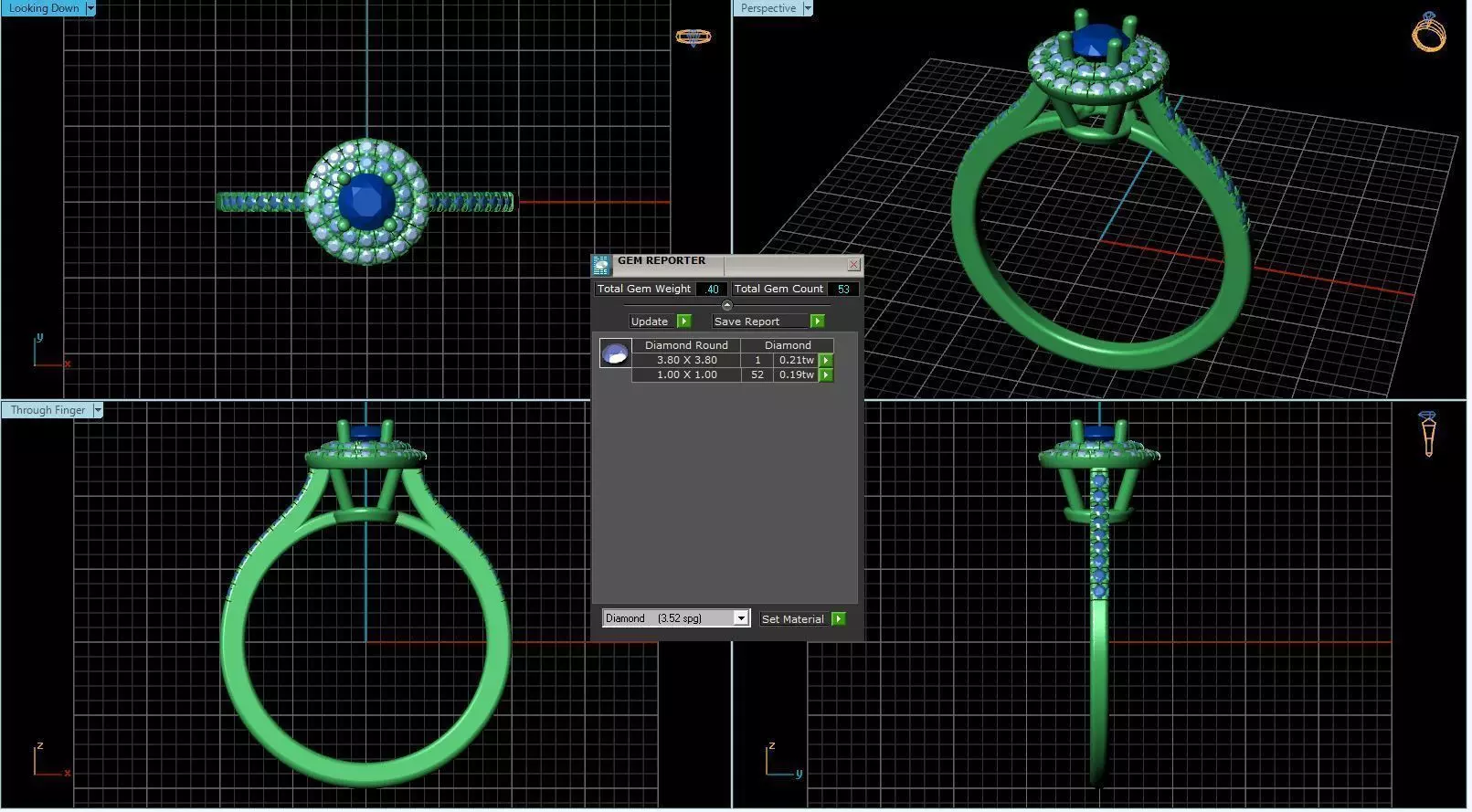 Round Halo Side Stone Ring With Diamonds 3 3D print model_0
