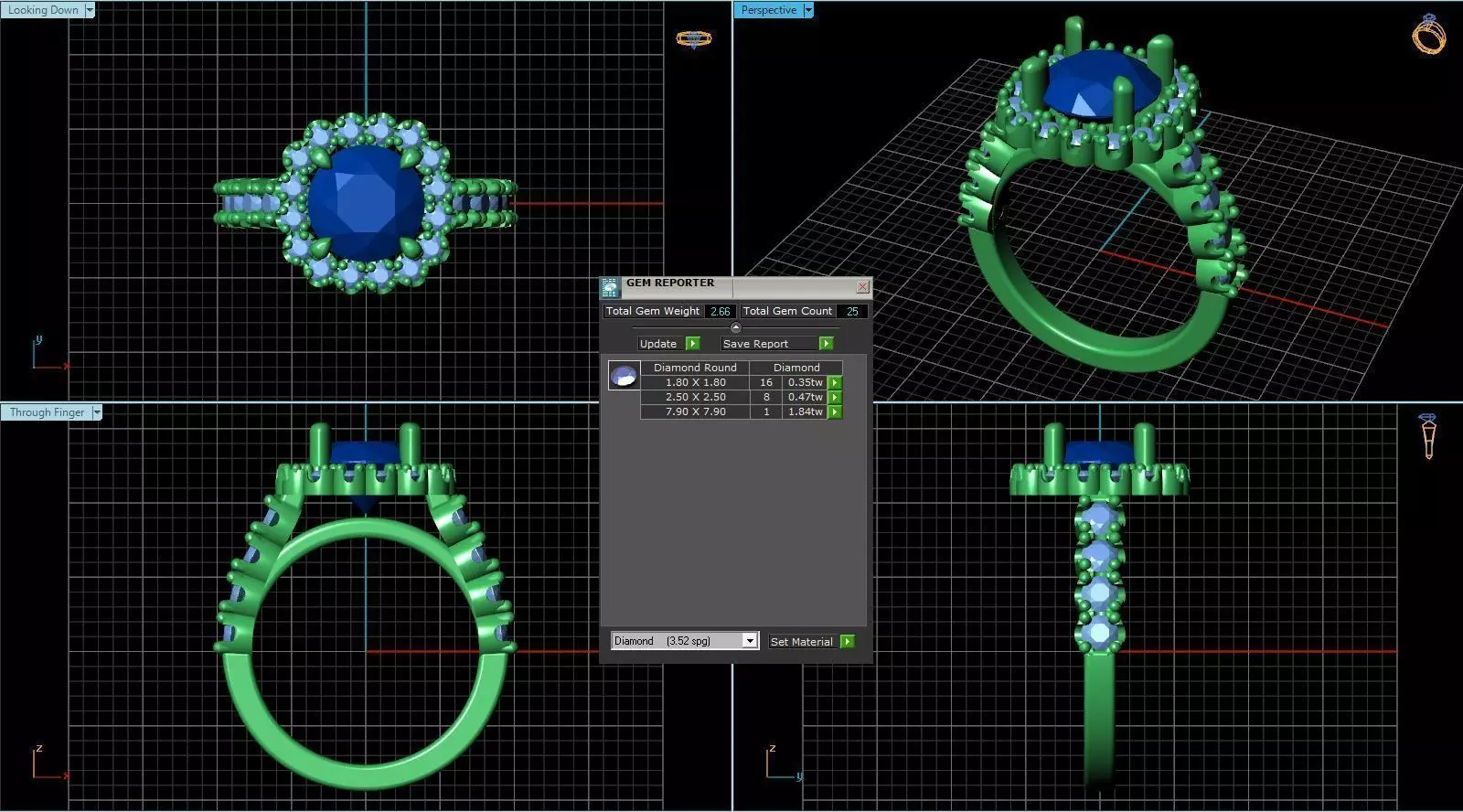 Halo Side Stone Ring With Diamonds 3D print model_0