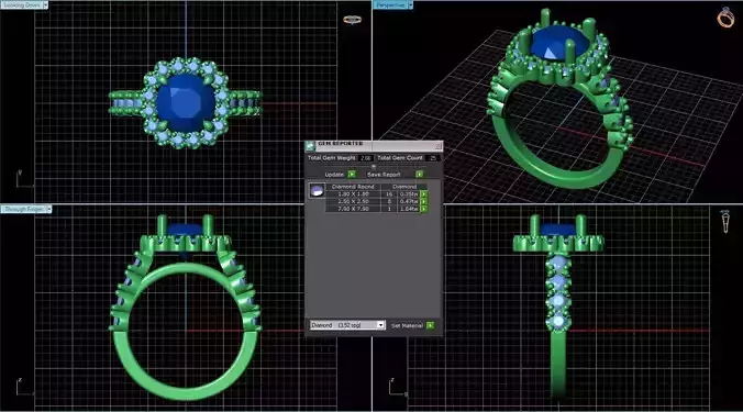 Halo Side Stone Ring With Diamonds