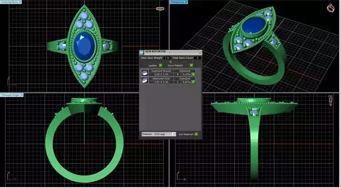 Eye Shaped Ring With Diamonds