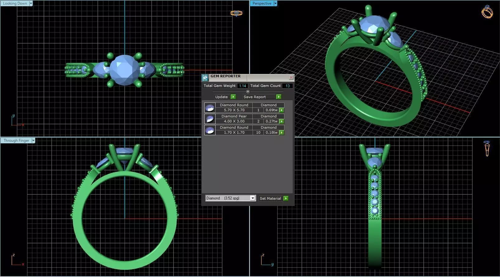 3 Stone Ring With Diamonds 3 3D print model_0