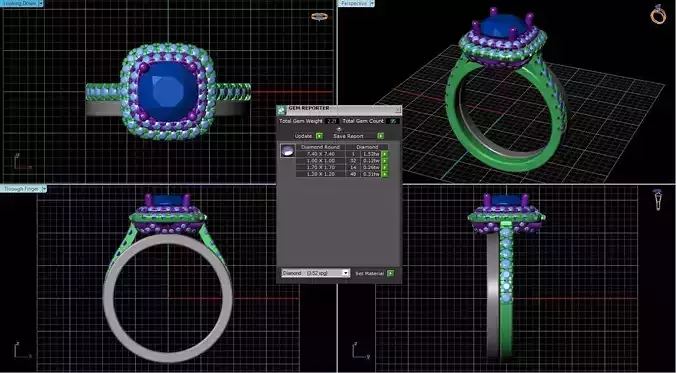 Square Halo Couple Ring With Diamonds