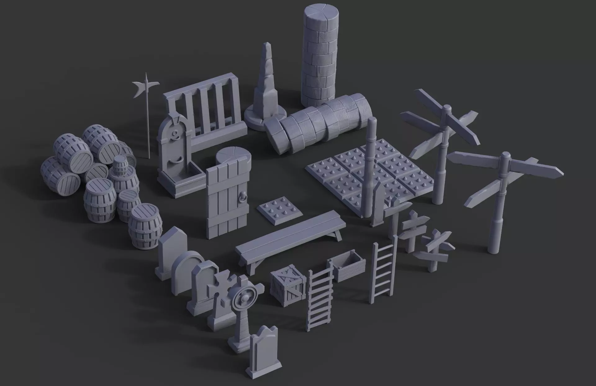 Medieval Props Pack - Wargaming - 31 pieces 3D print model