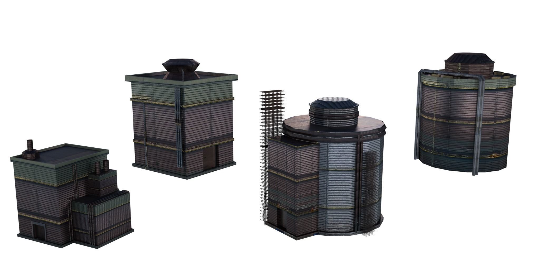 Industrial Chemical Buildings Pack Sci Fi Game Ready Scene Prop Low-poly 3D model_3