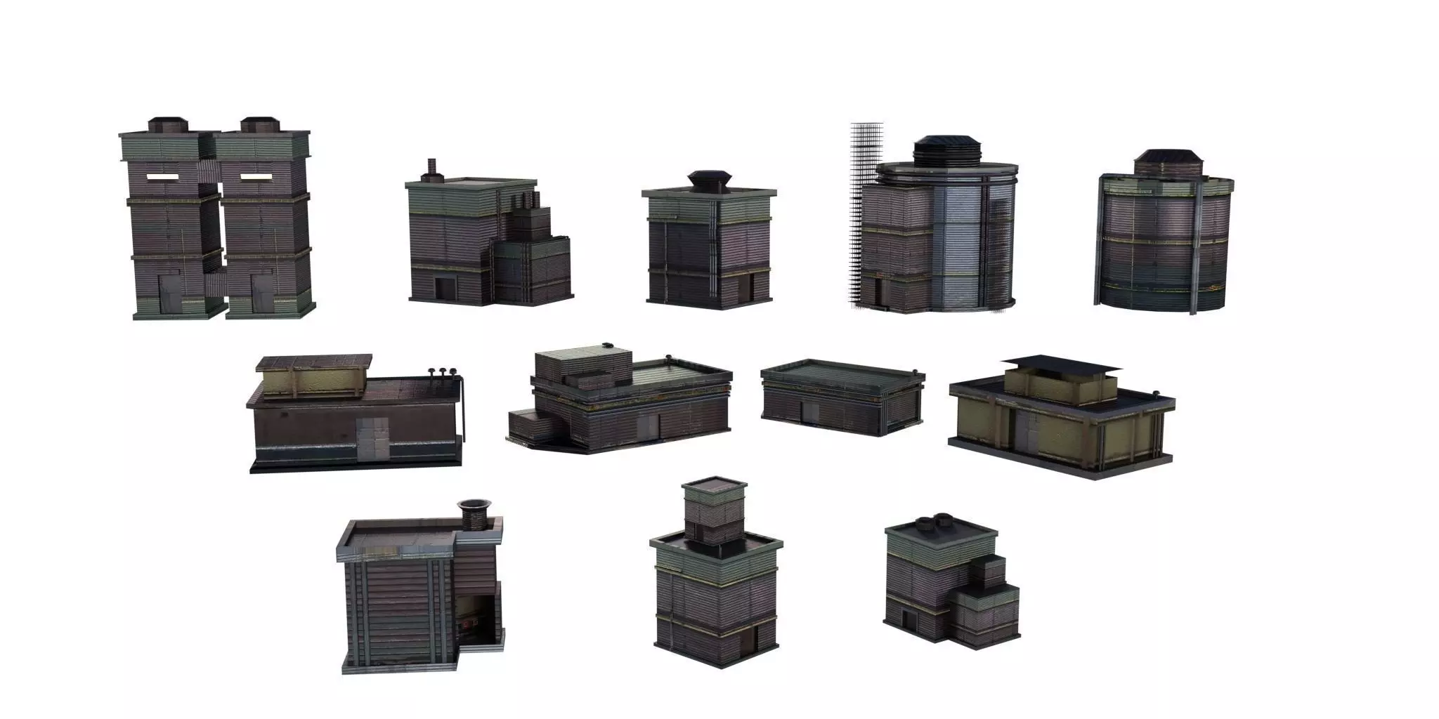 Industrial Chemical Buildings Pack Sci Fi Game Ready Scene Prop Low-poly 3D model_0