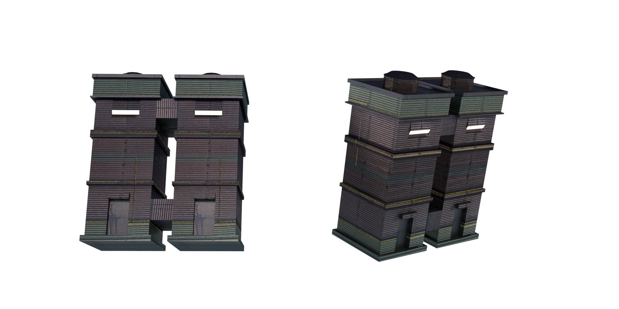 Industrial Chemical Buildings Pack Sci Fi Game Ready Scene Prop Low-poly 3D model_8