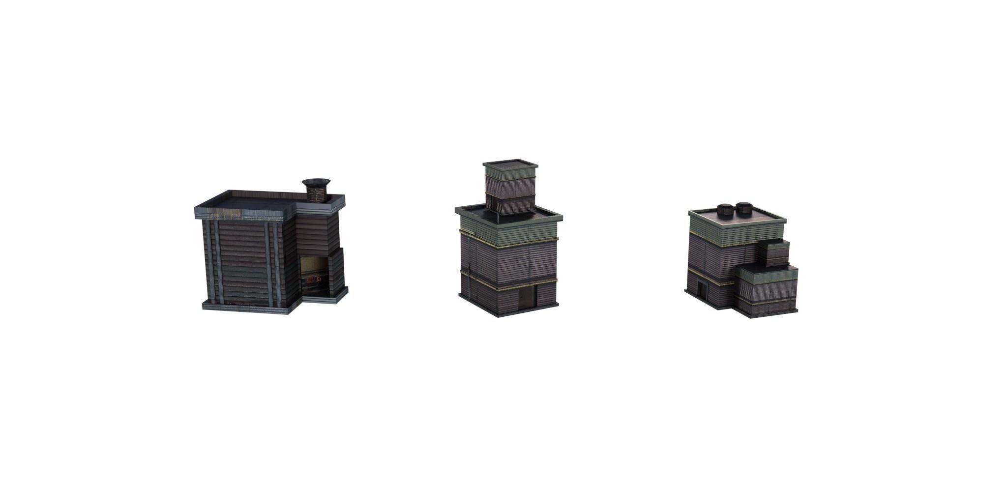 Industrial Chemical Buildings Pack Sci Fi Game Ready Scene Prop Low-poly 3D model_4