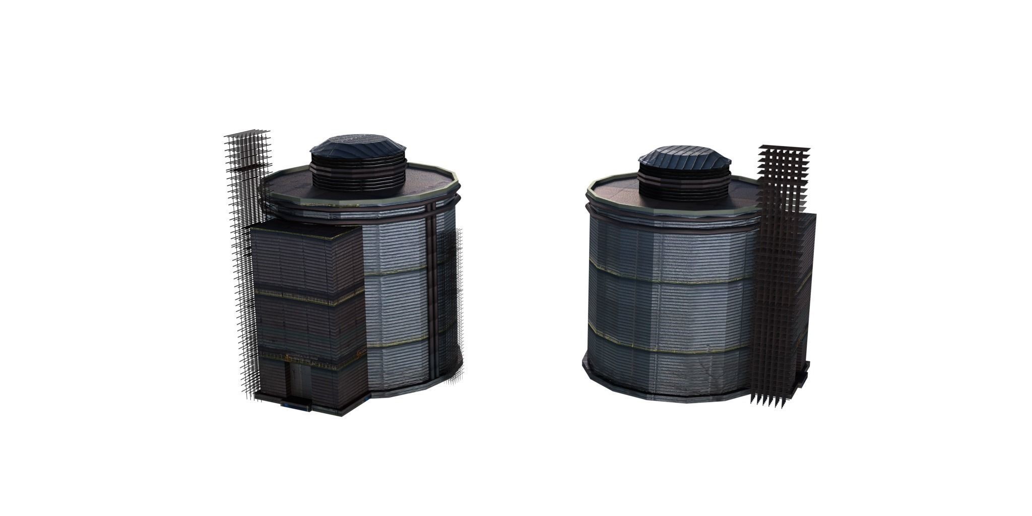 Industrial Chemical Buildings Pack Sci Fi Game Ready Scene Prop Low-poly 3D model_5